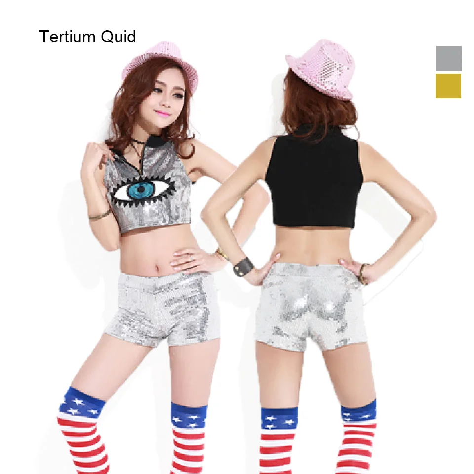 Женский укороченный топ в стиле хип хоп расшитый блестками для танцев клуба 2020