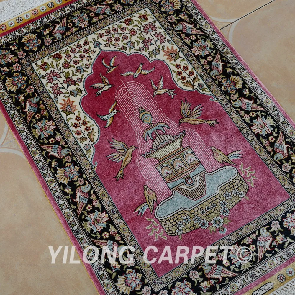 Иранский шелковый ковер Yilong 2 'x 3' Молитвенный Ковер изысканный красный