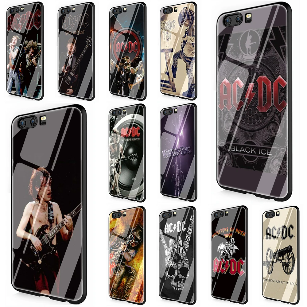 Ac dc acdc закаленное стекло чехол для телефона huawei Y6 Y9 Honor 8X 7A 9 10 P10 P20 P30 mate 20 Lite Pro