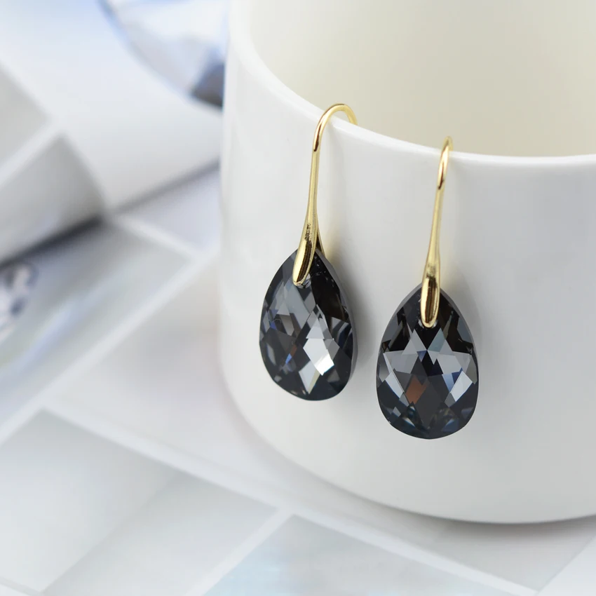 Висячие серьги перегородки Swarovski женские винтажные Подвески золотого цвета в