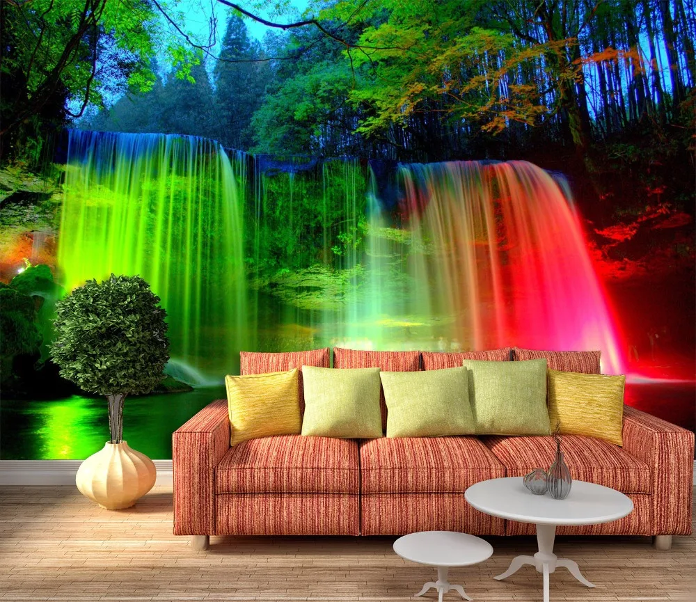 

[Self-Adhesive] 3D Colored Lights Waterfall 225 Wall Paper mural Wall Print Decal Wall Murals