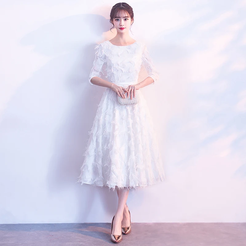 Vestido de festa Выпускные платья 2018 чайная длина Ресницы украшение Формальное вечернее