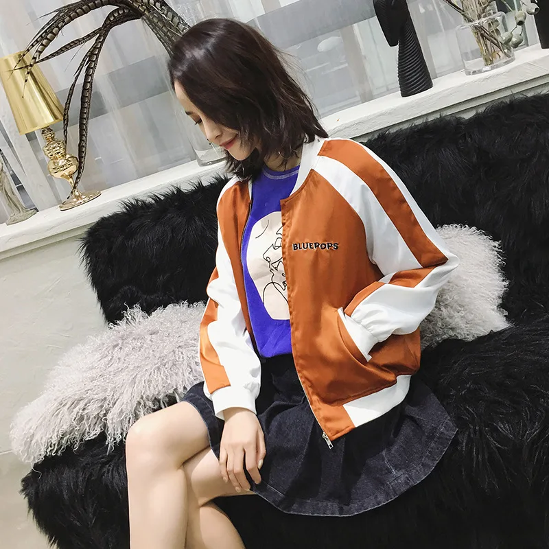 Свободная Женская куртка с круглым вырезом и рисунком Harajuku короткие куртки