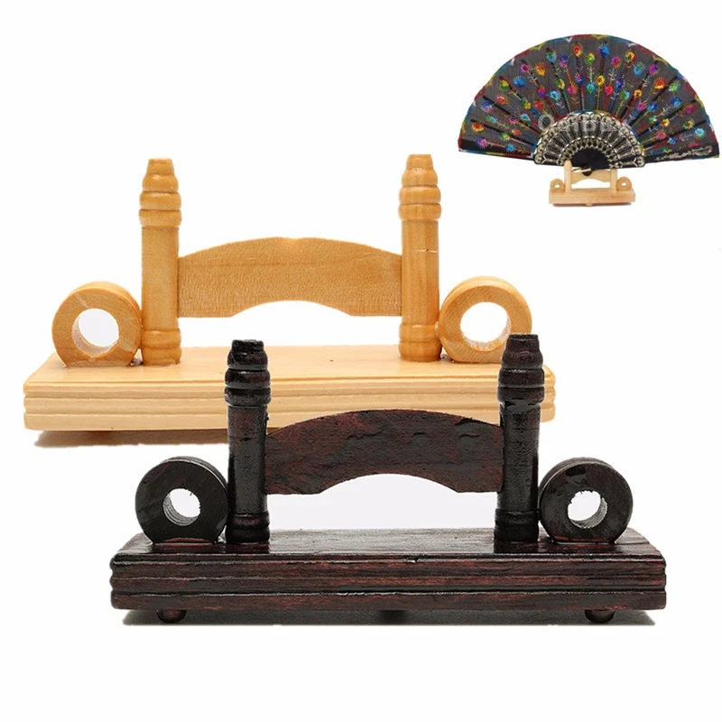 Modern Chinese Style Hand Wood/Silk/Paper/Lace Folding Fan Stand Display Base Holder Home Decor Living Room Decoration Figurines | Дом и сад
