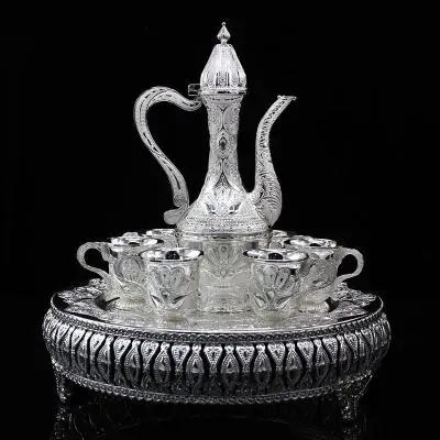 Европейский русский ретро Творческий водка вино бренди снифтеры Кубок с бедра колбы лоток гравировка бар наборы подарки Домашний декор - Цвет: Silver
