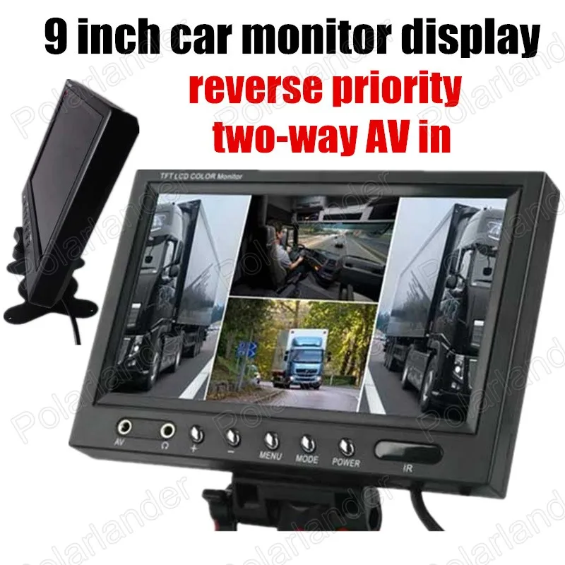 

hot sale backup Rearview camera Reverse priority with 2 AV in 9 Inch Ultra Big color TFT LCD Car Monitor display