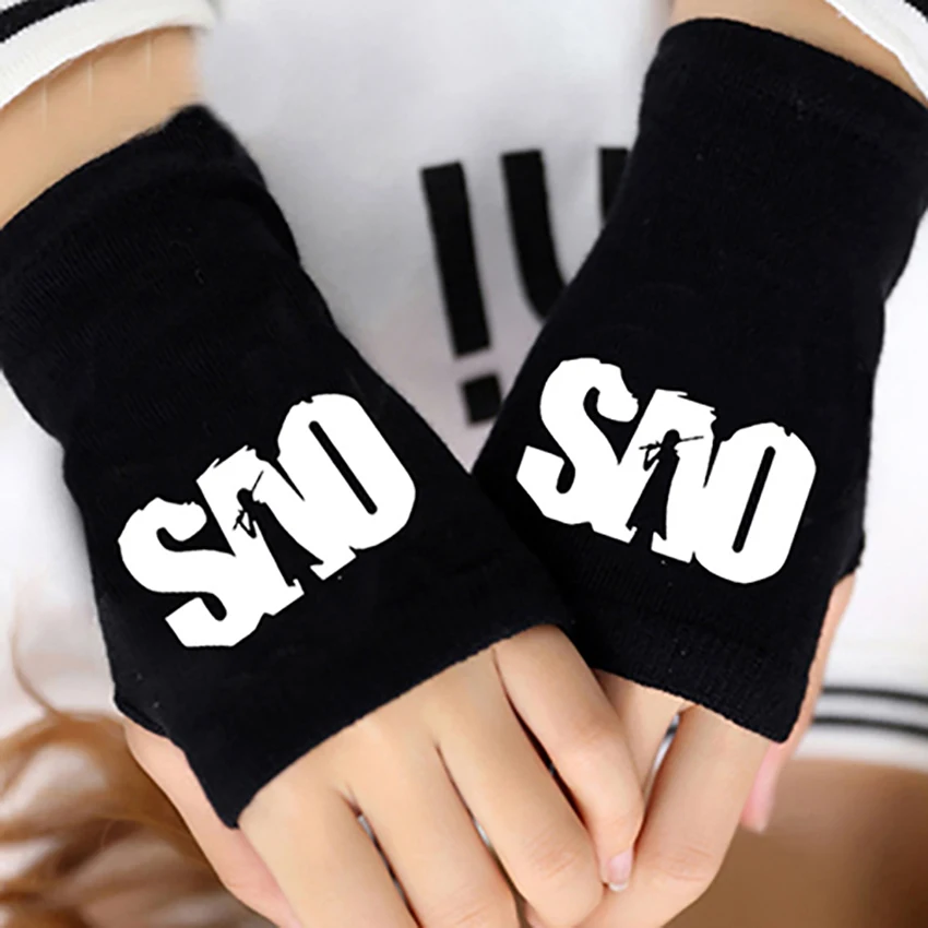 Fashion Anime Sword Art Online SAO Half Finger Glove Cotton Knitting Fingerless Mitten Lovers Cosplay Accessories Warm Gifts |