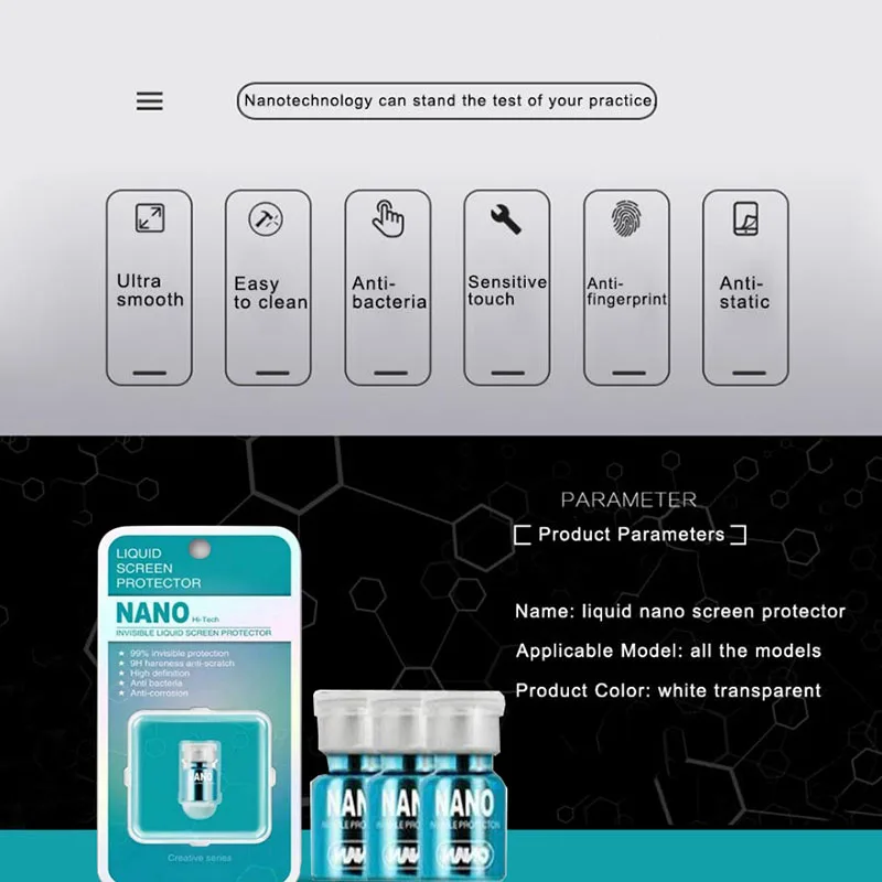2 мл жидкость для экрана стекло экран протектор олеофобное покрытие пленка