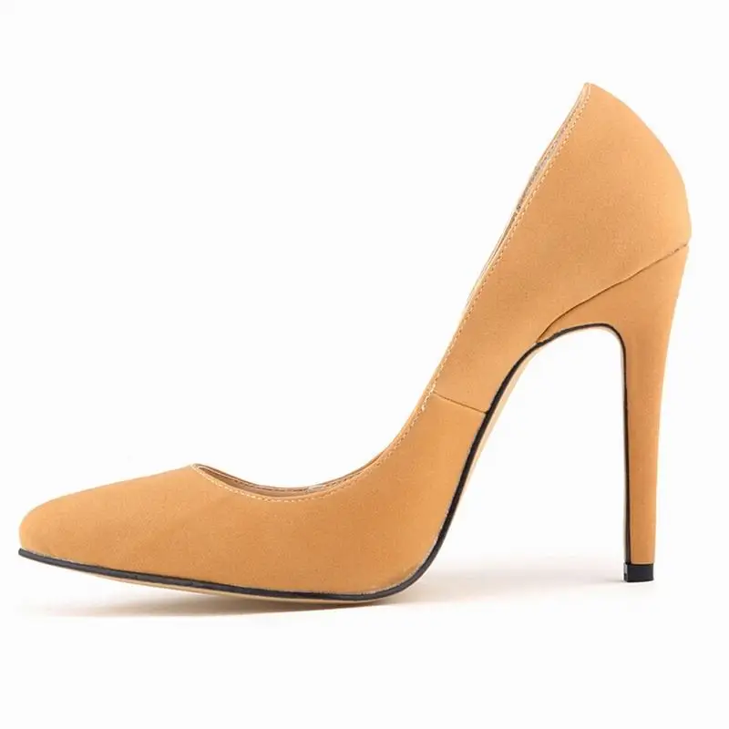 Fashion High Heels Pointed Toe Women Pumps Suede Thin Shoes Ladies Wedding Party Dress Large Size US 4-11 Sapatos | Обувь
