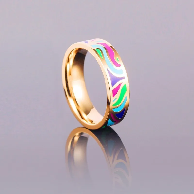 R& X Bijoux Femme, керамическое кольцо с эмалью, повседневное/Спортивное кольцо для влюбленных, 18 k, 6 мм, кольца из нержавеющей стали, изящные вечерние ювелирные изделия для женщин - Цвет основного камня: Фиолетовый