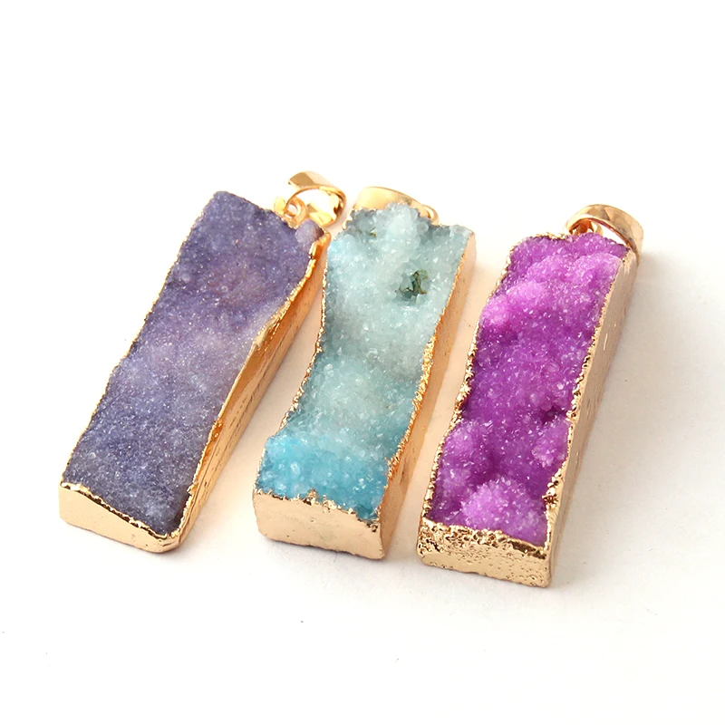 

Free Shipping Fashion 3 Color Natural Druzy charm for DIY making necklace bracelet jewelry metal charms