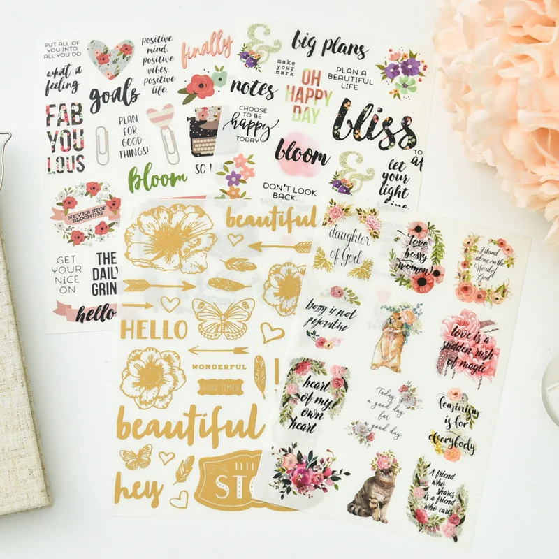 4 листа/набор наклейки для скрапбукинга сделай сам|Наклейки| |