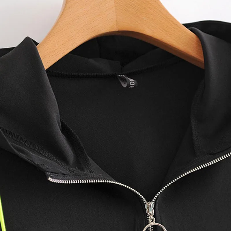 2019 Повседневная Верхняя одежда черного цвета флуоресцентная зеленая куртка