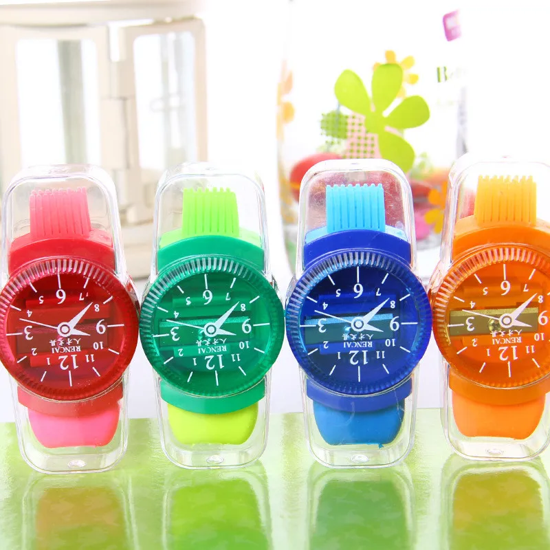 Горячая Распродажа Новинка часы стильные точилки для карандашей 3 в 1 школьные