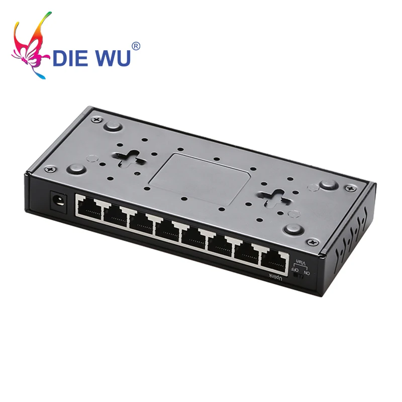DIEWU 8 Порты Быстрый Ethernet-коммутатор 10/100 Мбит/с RJ45 концентратор Ethernet сетевой коммутатор gigabit VLAN коммутатор адаптер для настольных ПК металлический чехол