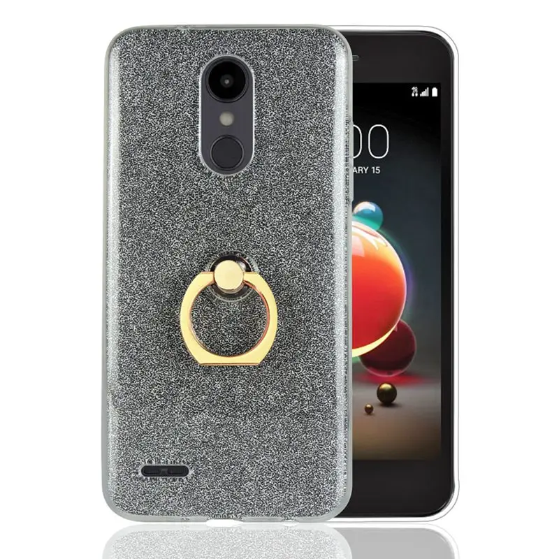 UPaitou чехол с блестками для LG Aristo 2 задняя крышка подставка кольцо держатель мягкий