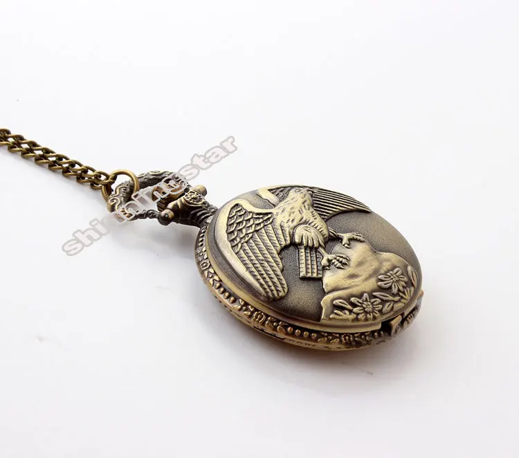 Карманные часы в стиле ретро Прямая поставка винтажные с орлом бронзовый