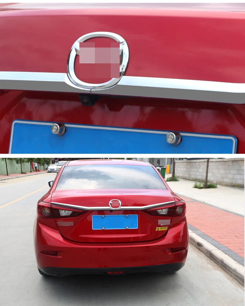 Авто аксессуары подходят для Mazda 3 Axela Седан ABS Chrome задний багажник крышка рельефная Накладка для отделки 2 шт
