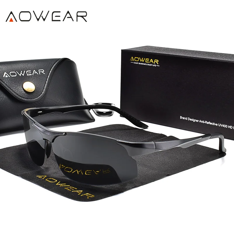 Мужские уличные спортивные очки AOWEAR поляризационные солнцезащитные без оправы