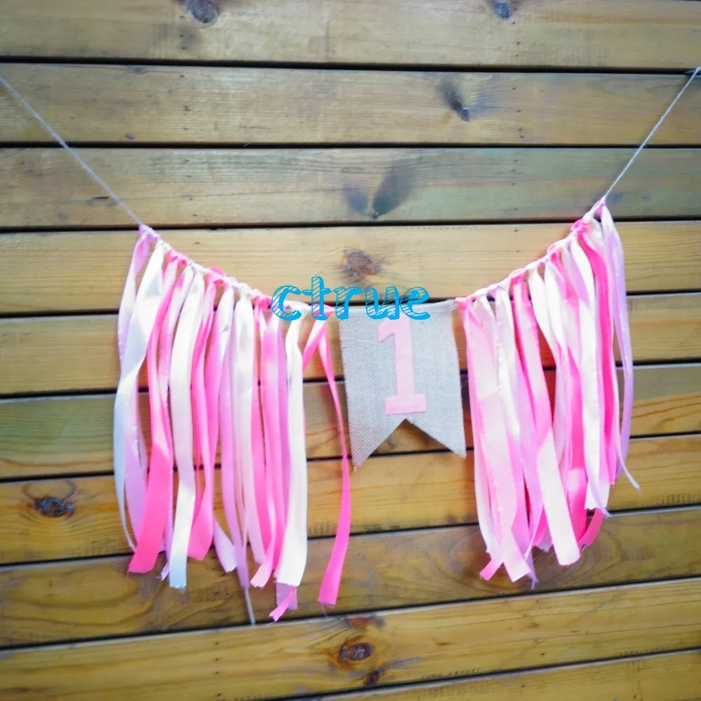 Для детского дня рождения 1st джутовая флажок из мешковины Декор-баннер детская