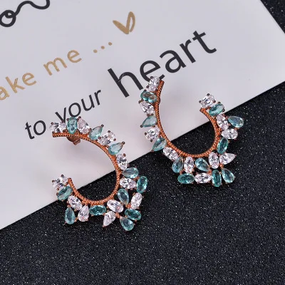 Funmor Exaggerate Drop Earrings Crystal Ear Jewelry 925 Sterling Silver Girls Women Banquet Anniversary Ornaments Brincos Gifts | Украшения