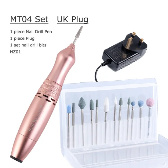 MT04-UK-HZ01 STZ 20000 ОБ/мин, электрическая дрель для ногтей, набор ручек, маникюрный станок, фреза, Полировочная, шлифовальная машинка, инструмент для педикюра, оборудование для дизайна ногтей MT04 - Цвет: MT04-UK-HZ01