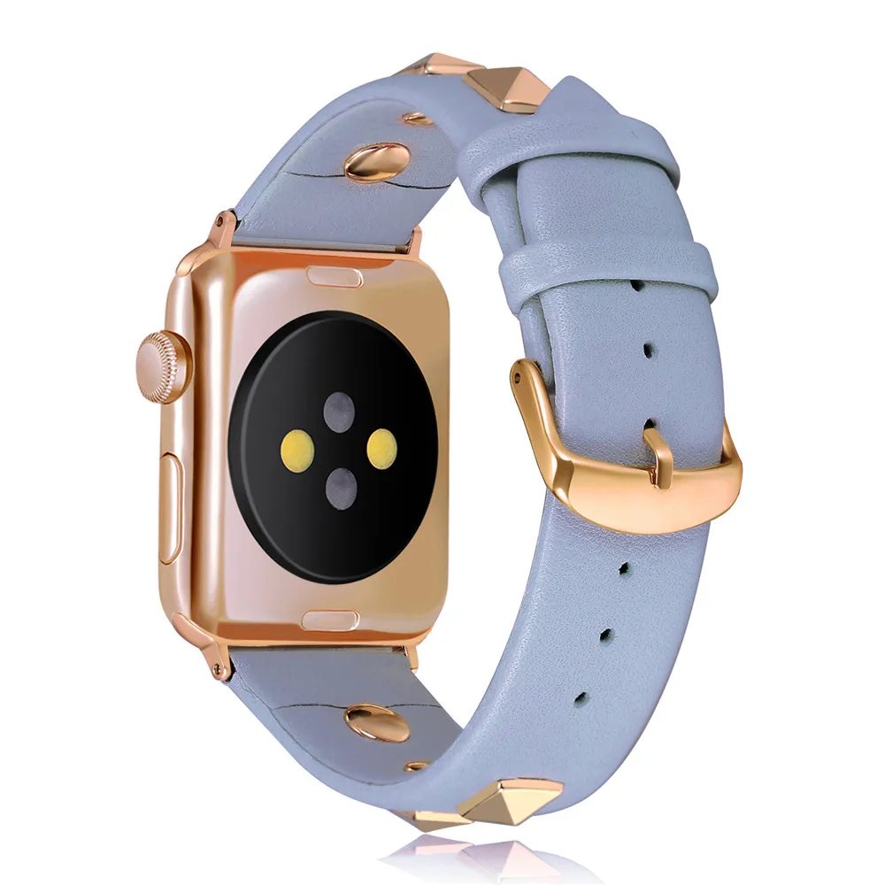 Роскошный кожаный ремешок с заклепками для Apple Watch SE Band Series 6 5 4 3 2 на запястье 40 мм 44