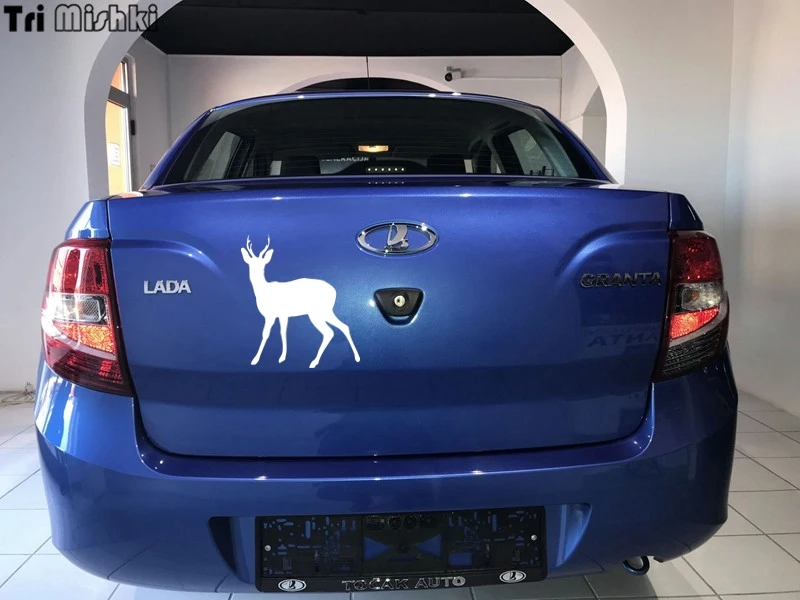 Tri Mishki HZX690 Стразы каучуковые #17x15 см олень автомобиль Стикеры Авто ветровое стекло