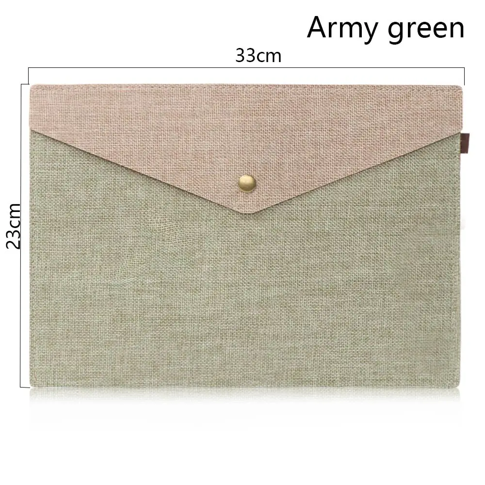 L army green A4/A5 элегантная Большая вместительная сумка для документов, имитация льняной холщовой войлочной сумки, портфель, папка для документов, офисные принадлежности - Цвет: L army green