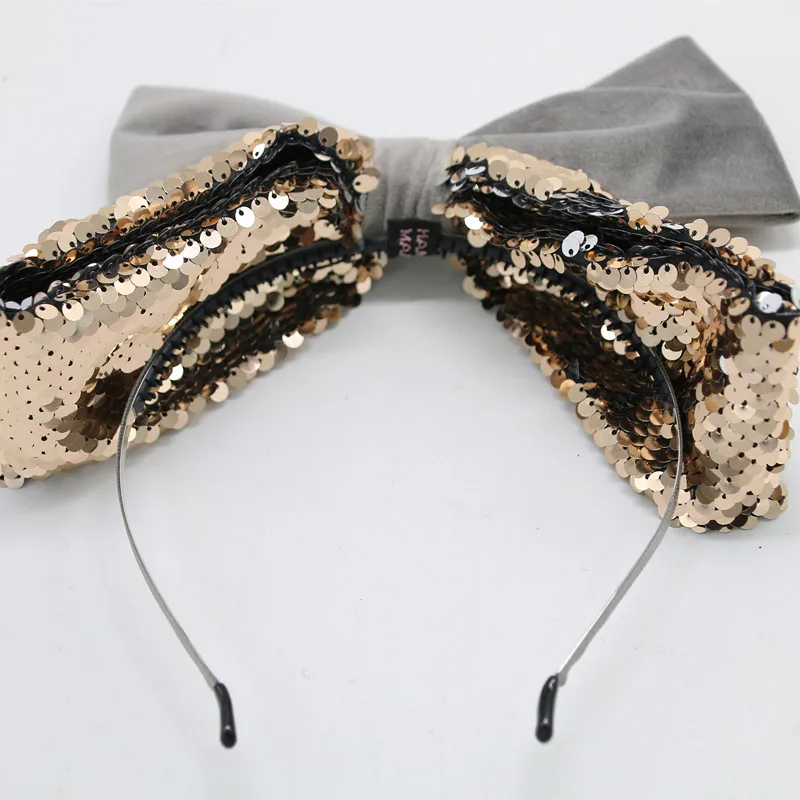 NEW WINTER STYLE sequence and velvet stand two layor bow girls hair bands accessories | Аксессуары для одежды