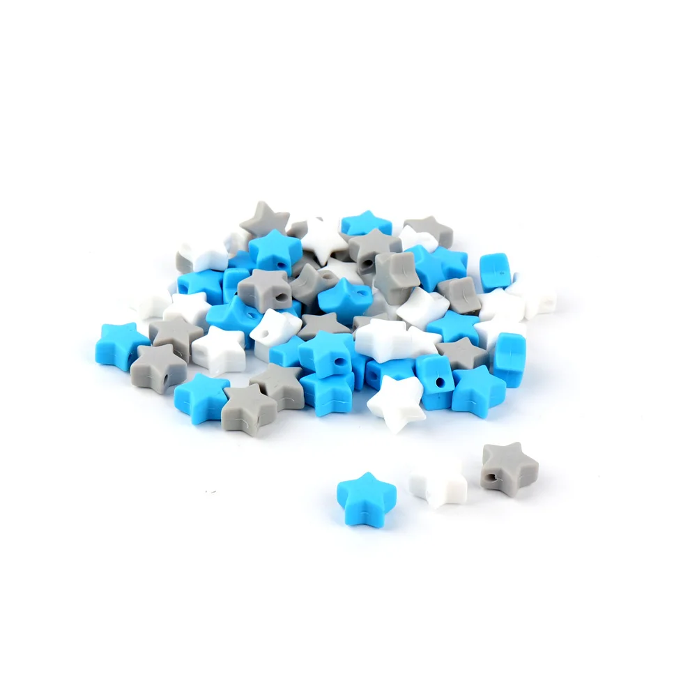 TYRY.HU-Cuentas de silicona en forma de estrella para beb&eacute;, juguetes de dentici&oacute;n masticables sin BPA, mordedores de grado alimenticio, collar de lactancia, 30 Uds.-1