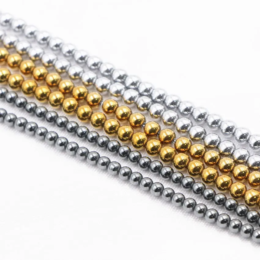 New Round Jewelry Making Natural Stone Hematite Ball Beads Fit DIY Necklace Bracelet Accessories Crafts Loose 15inch A857 | Украшения и