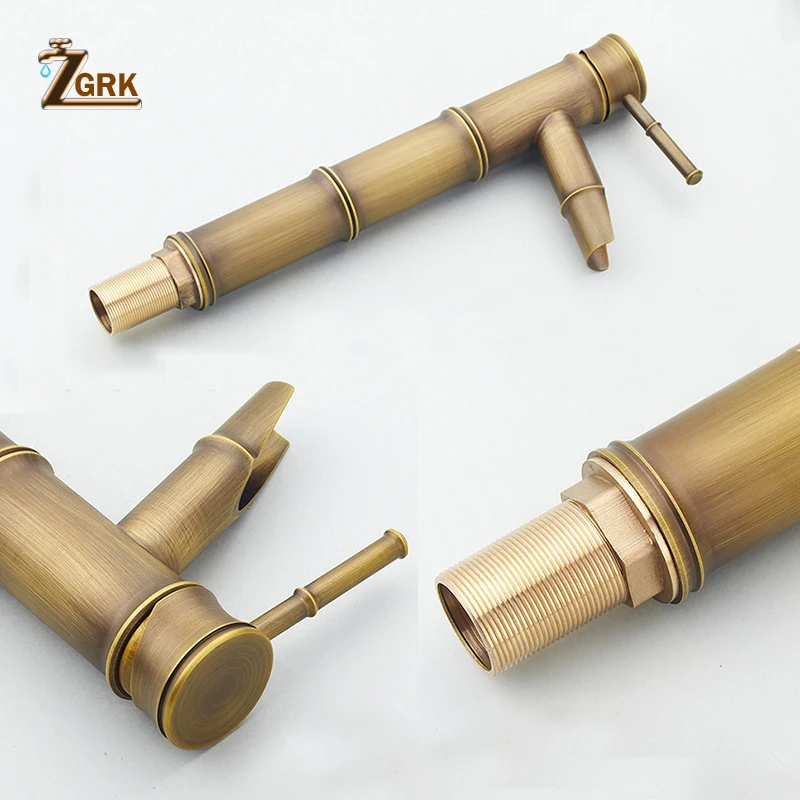 zgrk bathroom faucet brass basin faucets luxury tap tall bamboo hot cold water with two pipes kitchen outdoor garden wc taps free global shipping