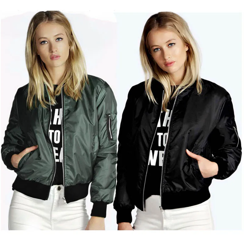 Женская тонкая куртка-бомбер MA1 повседневная приталенная куртка с длинным