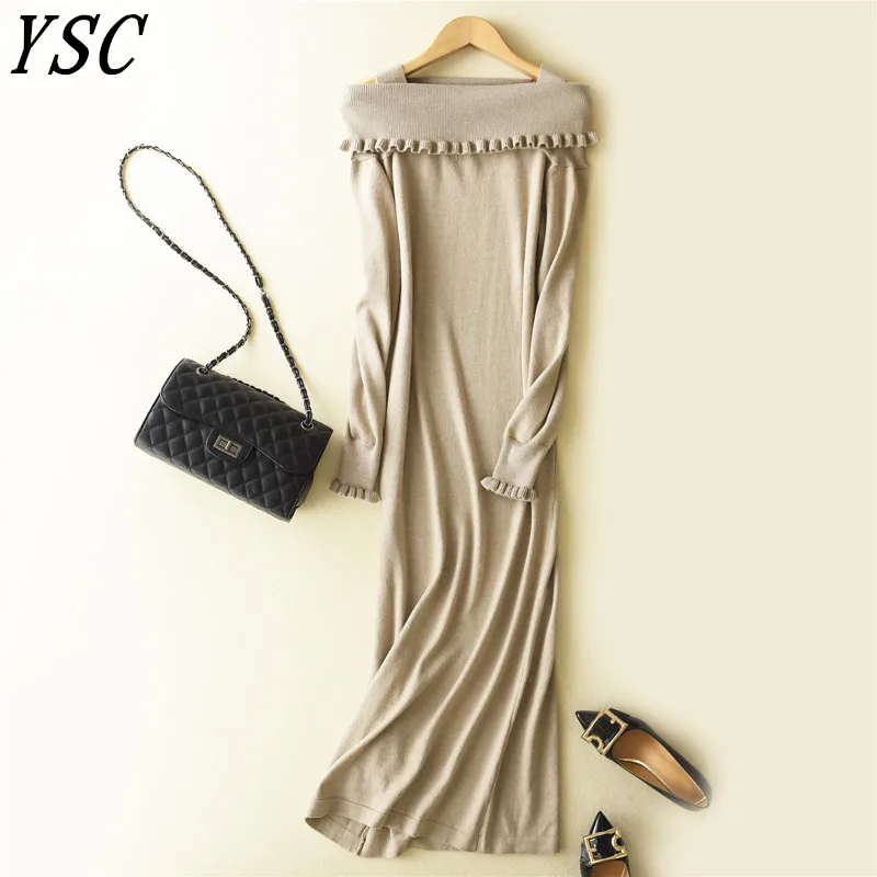 2018 Весна Последние Стиль Для женщин трикотажные кашемир платье долго стиль