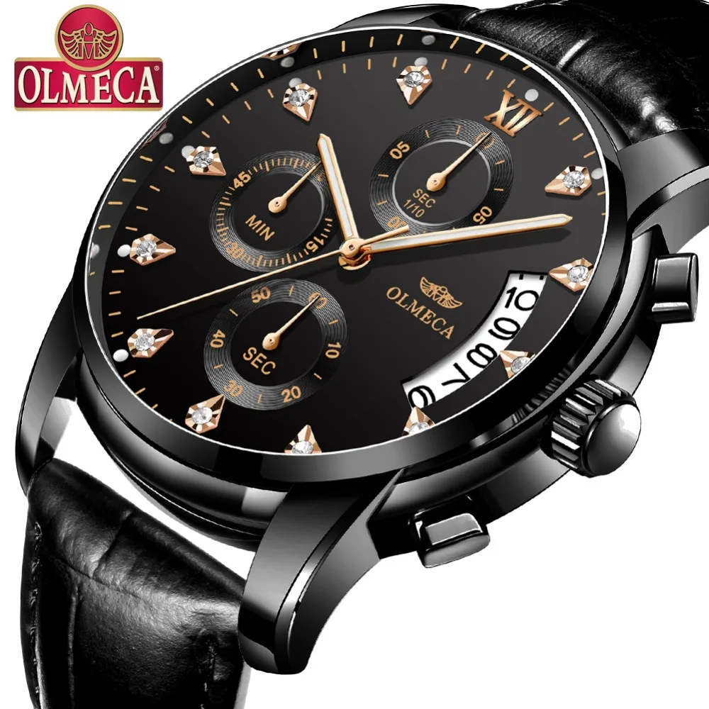 Мужские часы OLMECA Модные Роскошные Кварцевые relogio masculino хронограф 30 м