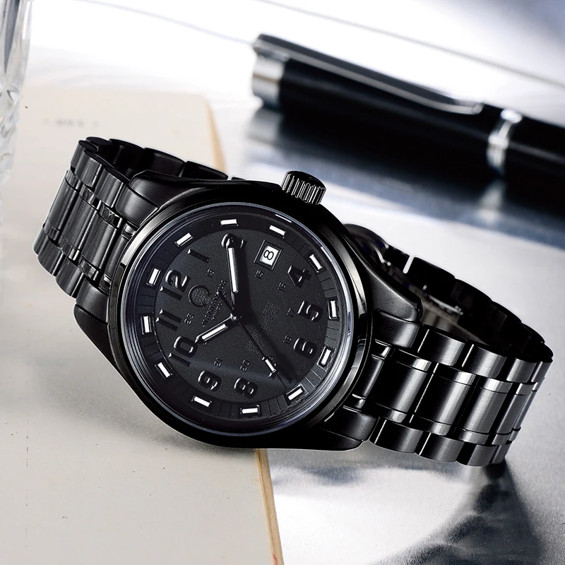 Карнавал зеленый трития свет часы Для мужчин кварцевые световой