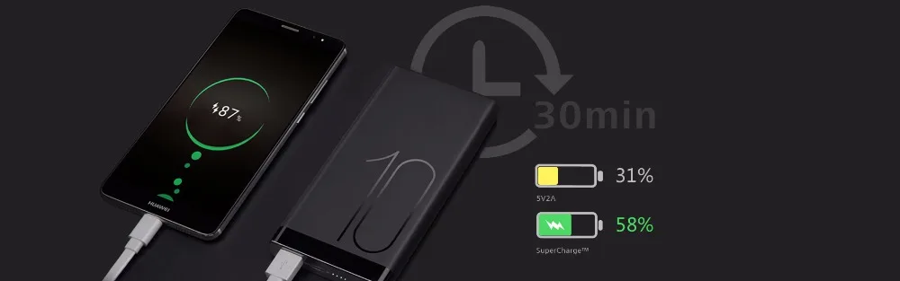 HUAWEI 10000 mAh SuperCharge power Bank type-C Входное зарядное устройство для путешествий с type-C для смартфона ноутбука Универсальная совместимость