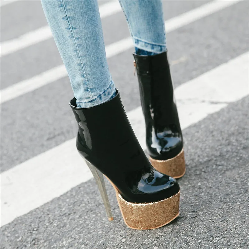 MORAZORA 2020 new arrival women ankle boots round toe autumn winter zip super high heels platform prom shoes | Обувь