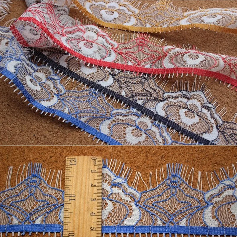 

6Meters French Eyelash Lace Trims Embroidery Colors Lace Fabric DIY Garments Sewing Accessories Handmade Patchwork Crafts
