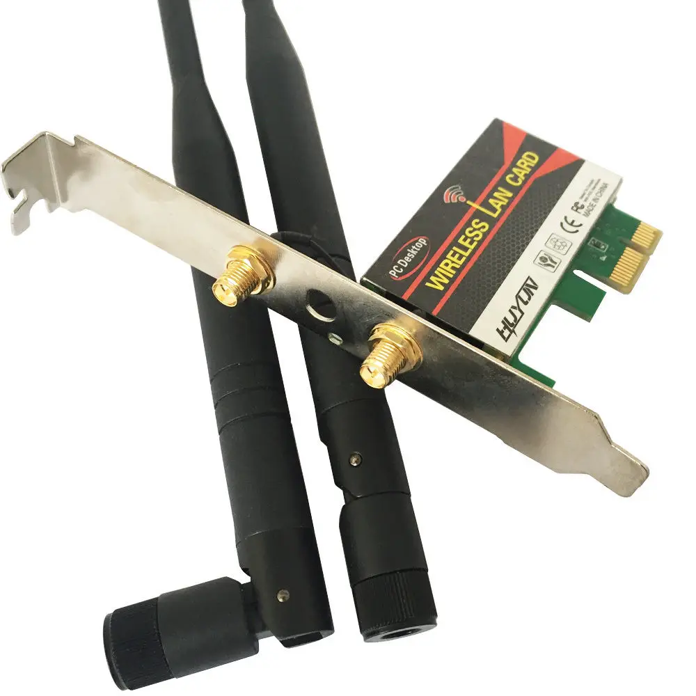 Беспроводной адаптер Wi Fi 802.11b/G/N 1T2R PCI E 1X (4X 8X 16X) WLAN карта + антенна 6 дБи X2 для Realtek