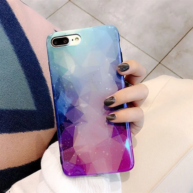 Алмазный градиентный Звездный чехол для iPhone X XS Max XR мягкий из ТПУ с отверстием 7 8 6