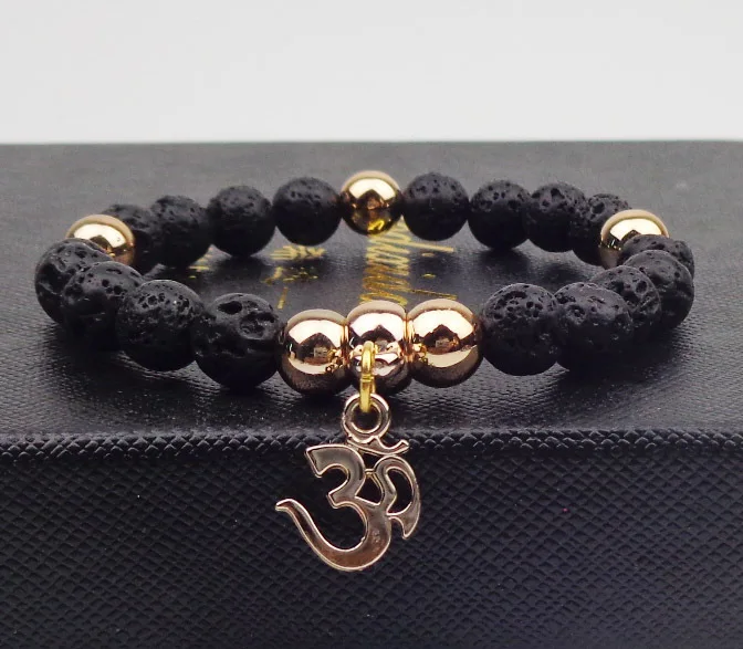 Металлический браслет OM с бусинами эластичная веревка|bracelets with beads|bracelet omom bracelet |