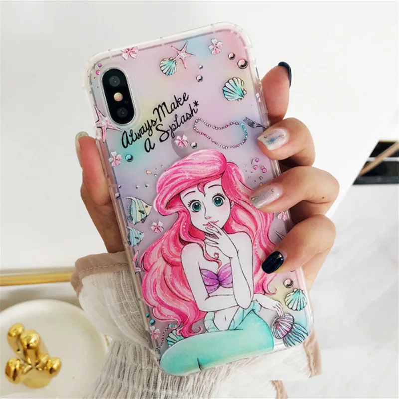 Алиса в стране чудес Русалка рельефный чехол для iPhone 6 6s 6plus 7 8 Plus противоударный чехол s для iPhone X Xs Max Xr TPU funda - Цвет: 8