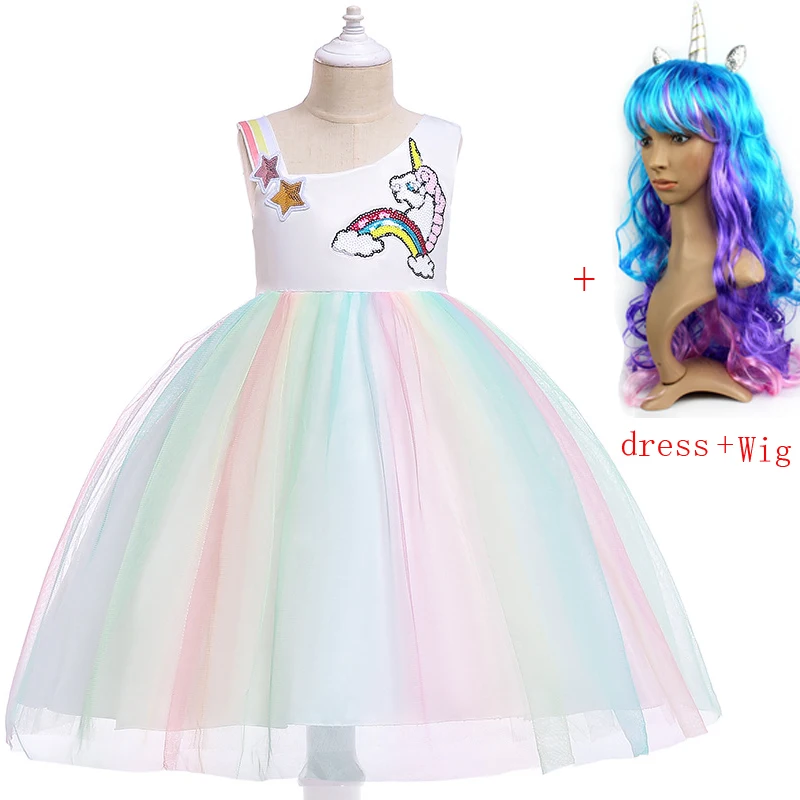 Пышное платье для девочек с единорогом праздничные детские платья костюмы