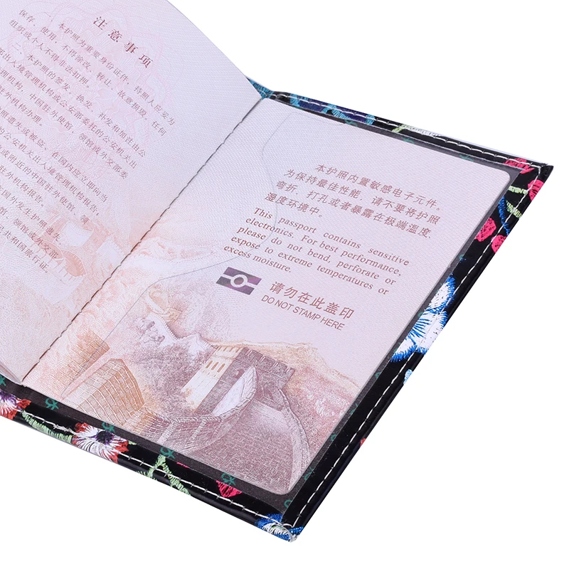 Flower Travel Passport Holder Protector Cover PU Leather Card Credit Covers Case Wallet for Russian American France Netherland