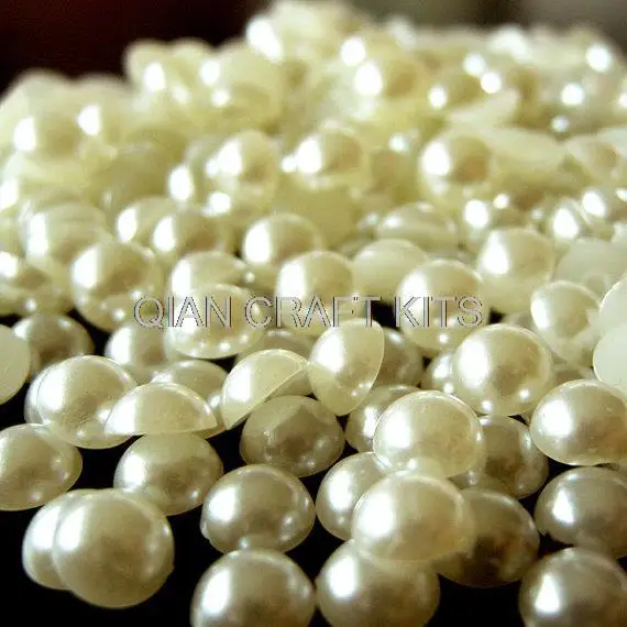 Cabujones de media perla de 8mm/parte posterior plana redonda, cabujones perlados de imitaci&oacute;n (blanco crema), 2000 piezas-0