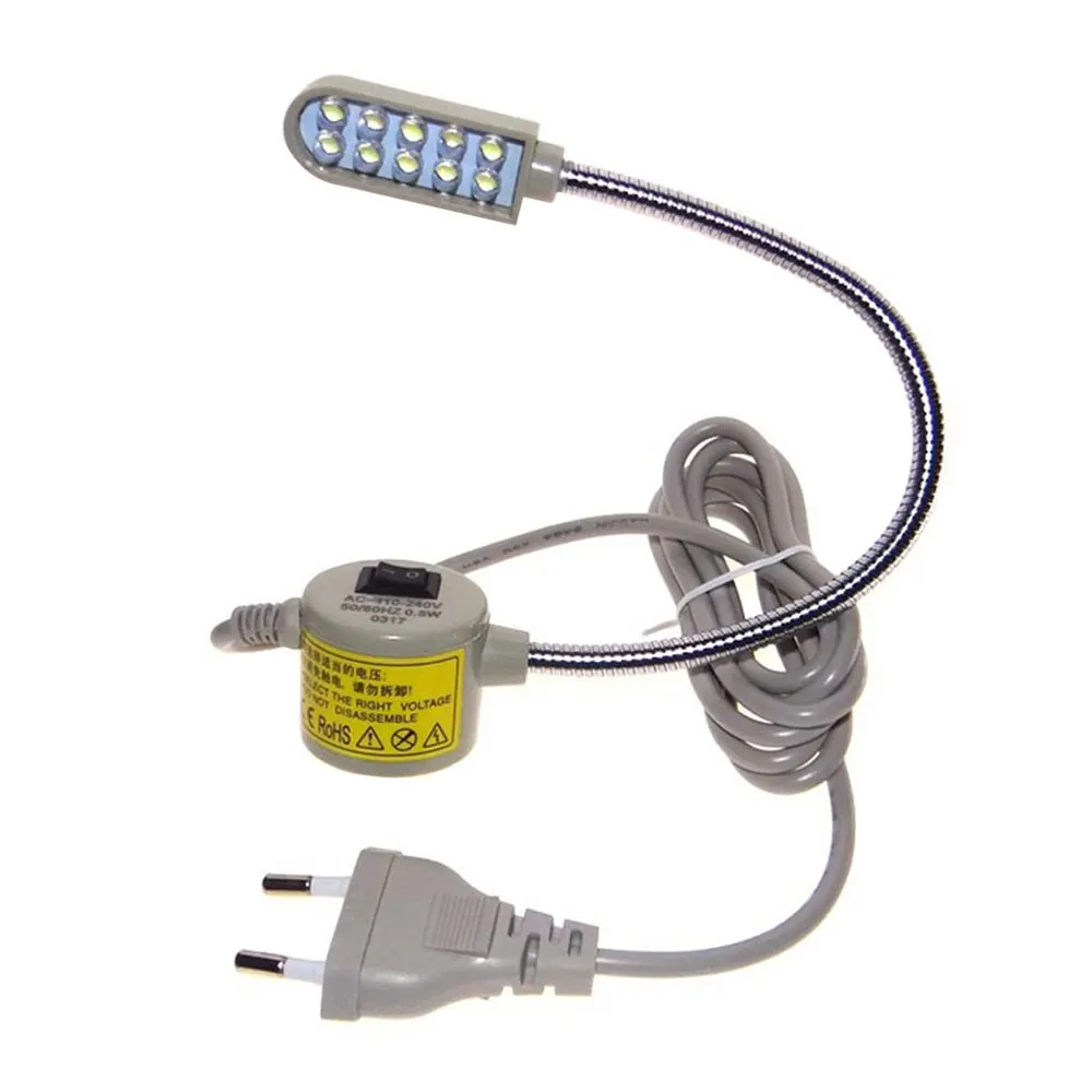 EU plug Светодиодный лампы швейная лампа на гибкой ножке магнитное крепление, бежевого и белого цветов инструменты регулируемый - Испускаемый цвет: EU plug