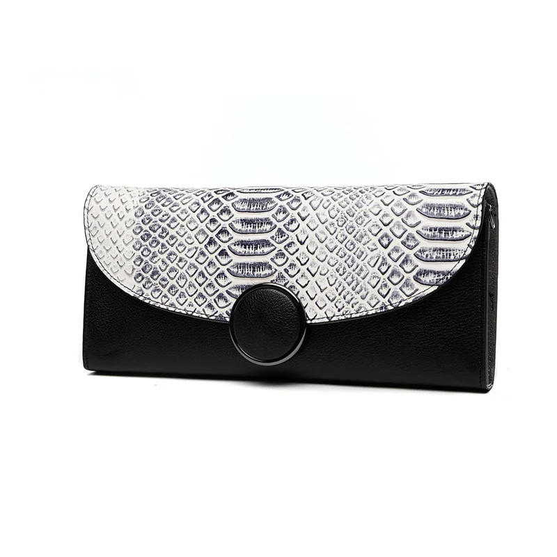 Новинка 2017 элегантные женские клатчи из натуральной кожи под змеиную кожу вечерняя сумка с длинной цепочкой