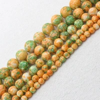 wholesale 3 14mm orangegreen snow jaspers round loose beads 15 bjr15for jewelry making can mixed wholesale